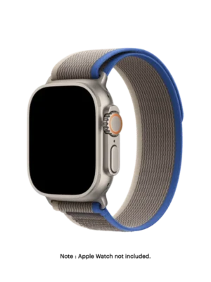 Gray-Ink Blue Pull Tab Nylon Weave Apple WatchBand (42/44/45/49mm)